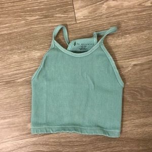 Free People Happiness Runs Crop Tank Green XS/S